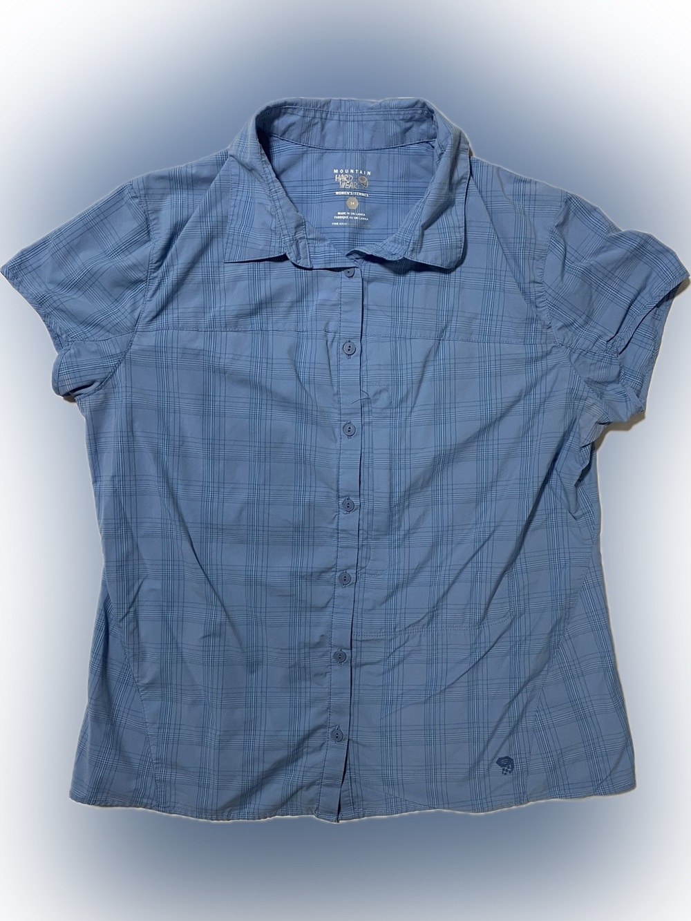 Mountain Hardwear Women's Blue Plaid Short-Sleeve Button-Down Shirt